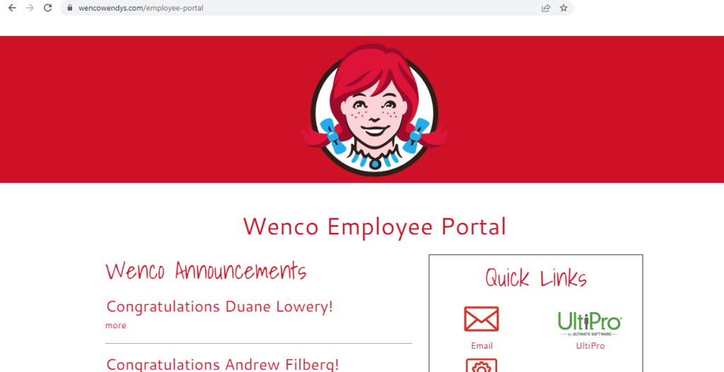 Wendy’s Employee Portal Login